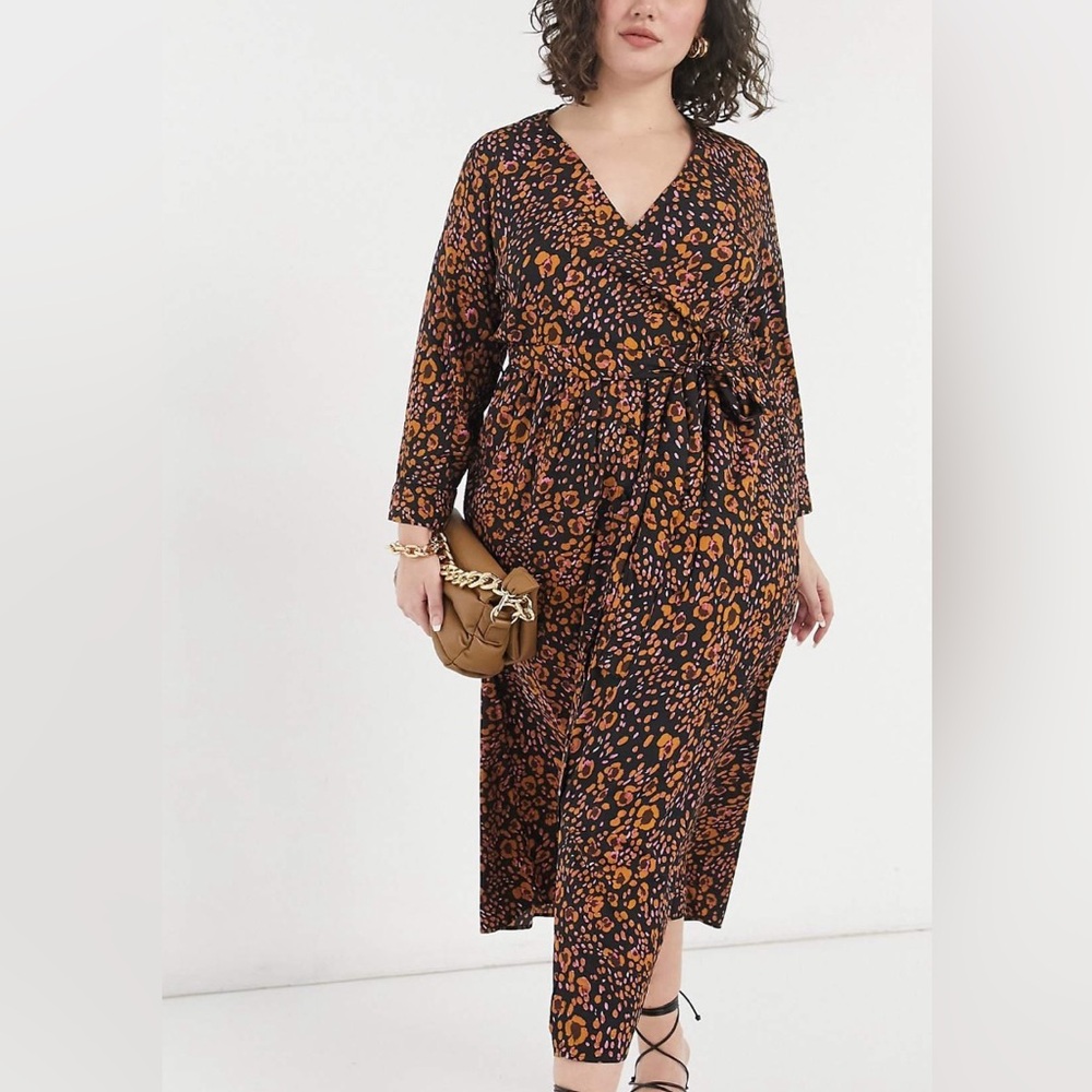 Vero Moda Curve Leopard Print Wrap Dress
